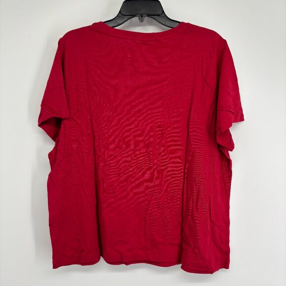 Tommy Hilfiger Womens Embellished Cotton Stretch Graphic T-Shirt Red Size 1X NWT - Picture 3 of 5